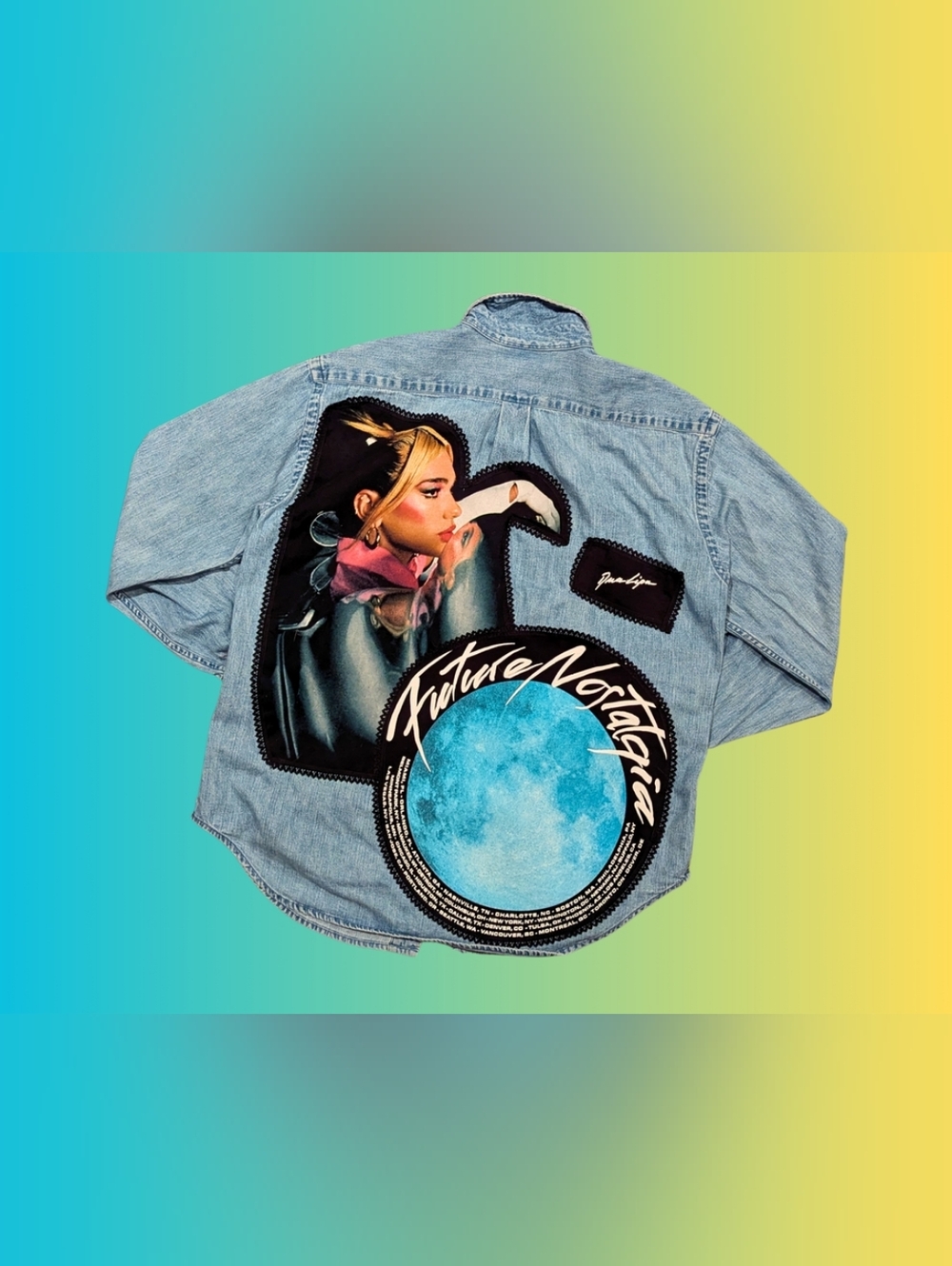 Handmade, Upcycled Dua Lipa Future Nostalgia Tour 2021 Ralph Lauren Shirt Size S